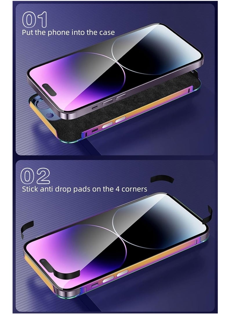 Color Fans جراب كامل من سبائك الألومنيوم لهاتف iPhone 14 Pro Max مقاس 6.7 بوصة، غطاء هاتف خفيف للغاية ونحيف مطلي بالمعدن اللامع - Image 3