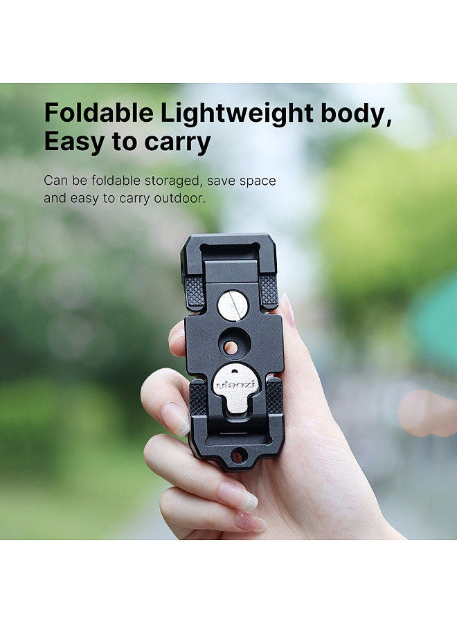 Ulanzi Ulanzi ST-15 2-in-1 Arca-Swiss Quick Release Plate Foldable Phone Holder Clamp Aluminum Alloy with Cold Shoe Mount 1/4 Inch Screw for DSLR ILDC Camera Smartphone - Image 5