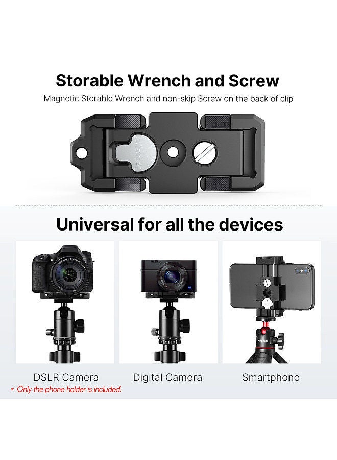 Ulanzi Ulanzi ST-15 2-in-1 Arca-Swiss Quick Release Plate Foldable Phone Holder Clamp Aluminum Alloy with Cold Shoe Mount 1/4 Inch Screw for DSLR ILDC Camera Smartphone - Image 3