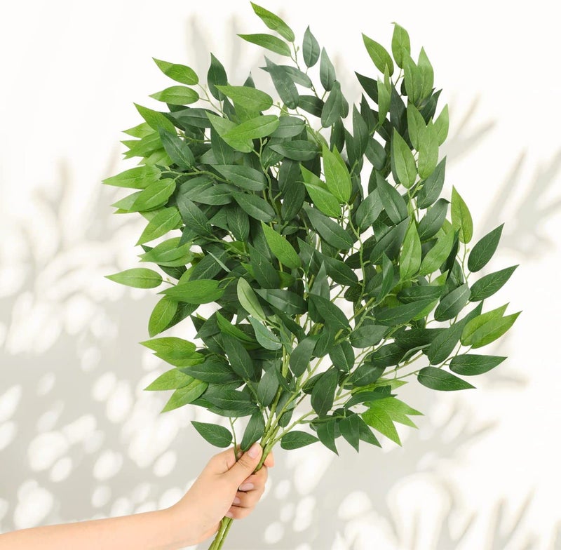 WEISPARK Artificial Italian Ruscus Greenery Stems 27in Faux Green Leaf Garland Branches Hanging Greenery Spray for Wedding Bouquet,Arch,Table Centerpieces and Home Decor - Image 1