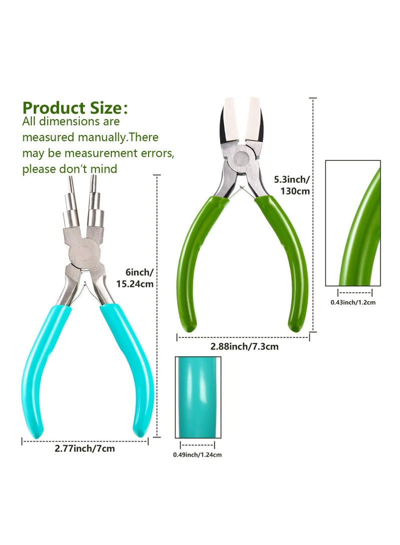 SYOSI 2 Pieces Jewelry Making Tool, 6 IN 1 Jewelry Bail Making Pliers and Nylon Jaw Flat Nose Pliers Loop Pliers for Jewelry Making Beading Looping Shaping Wire DIY Crafts  - Image 2