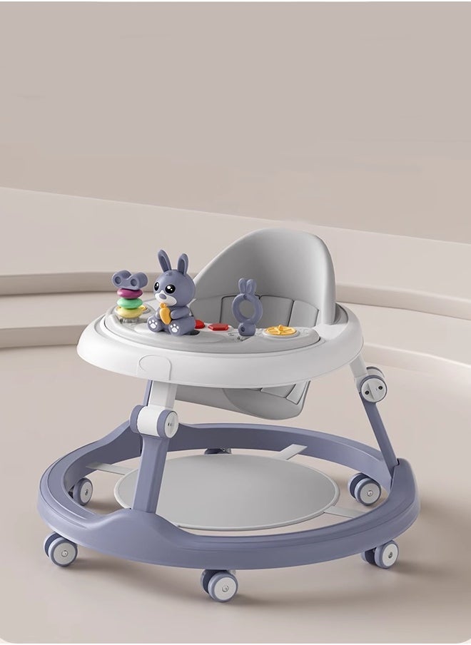 Berma Baby Baby Walker ，Foldable Wheeled Adjustable Height Walker for Infant Baby Toddler Walker with Foot Pads, Anti-Fall Baby Walker and Activity Center for 7-18 Months Boys Girls (Blue)  - Image 4