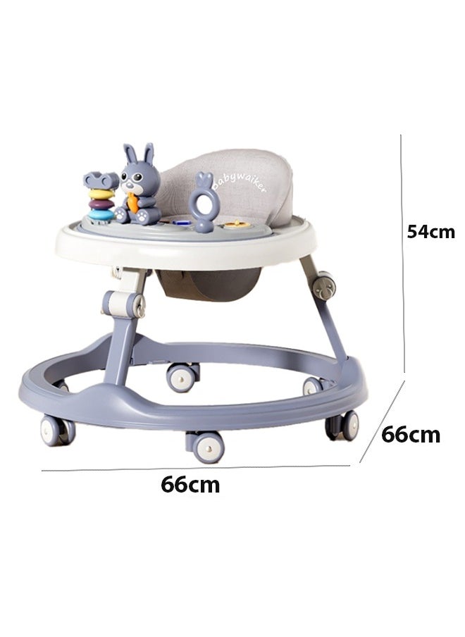 Berma Baby Baby Walker ，Foldable Wheeled Adjustable Height Walker for Infant Baby Toddler Walker with Foot Pads, Anti-Fall Baby Walker and Activity Center for 7-18 Months Boys Girls (Blue)  - Image 2