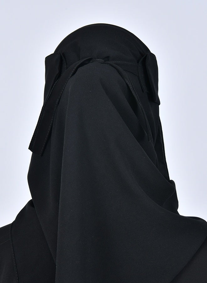 عبايات حوراء نقاب شمسي متوسط الطول ببطانه حرير و رباط اغلاق - Image 5