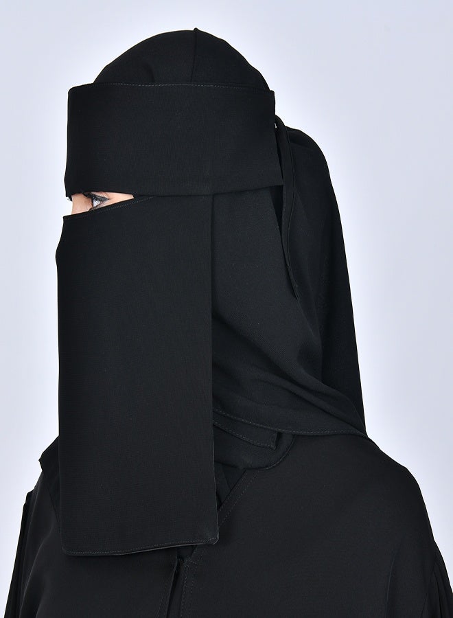 عبايات حوراء نقاب شمسي متوسط الطول ببطانه حرير و رباط اغلاق - Image 4