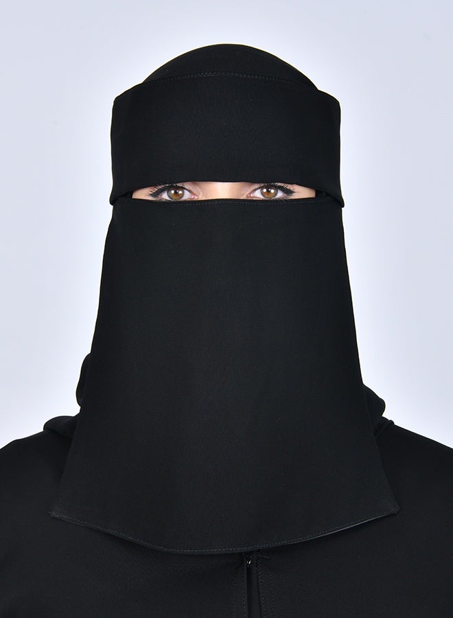 عبايات حوراء نقاب شمسي متوسط الطول ببطانه حرير و رباط اغلاق - Image 3