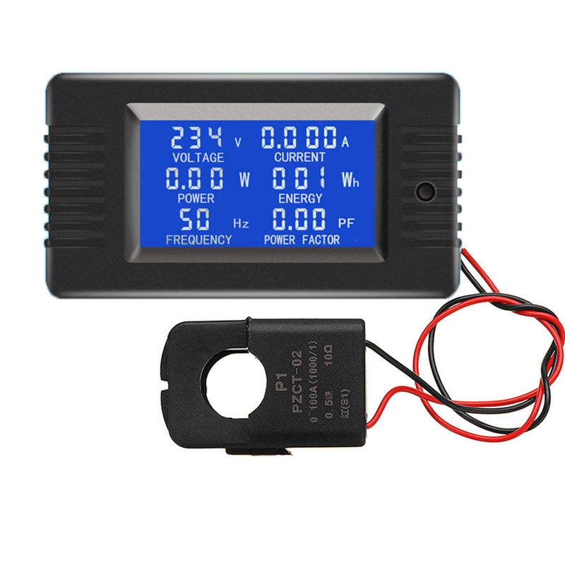 مقيط مراقبة الطاقة العروضي الرقمي للتيار المتردد 100 أمبير PZEM-022 بمقيط التيار المفصّل (CT) المفتوح والمغلق، مقيط الجهد، مقيط التيار، مقيط التردد ومقيط عامل الجهد والتيار - Image 1