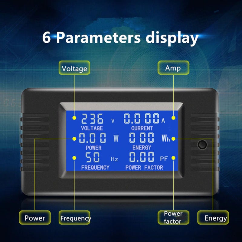 مقيط مراقبة الطاقة العروضي الرقمي للتيار المتردد 100 أمبير PZEM-022 بمقيط التيار المفصّل (CT) المفتوح والمغلق، مقيط الجهد، مقيط التيار، مقيط التردد ومقيط عامل الجهد والتيار - Image 4
