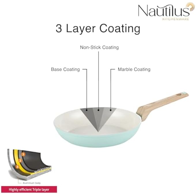 Nautilus Kitchenware Frypan 26Cm Forged Aluminium Ceramic Coating Frying Pan Pfoa Free Dishwasher Safe Skillet Soft Touch Handle Cookware  Light Green - Image 5