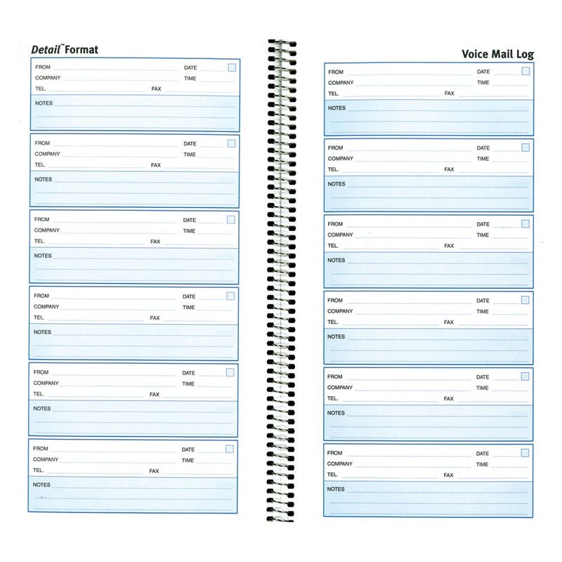 Rediform Detail Wirebound Voice Mail Log Book, One-Part (No Copies), 5 x 1.63, 6 Forms/Sheet, 600 Forms Total - Image 1