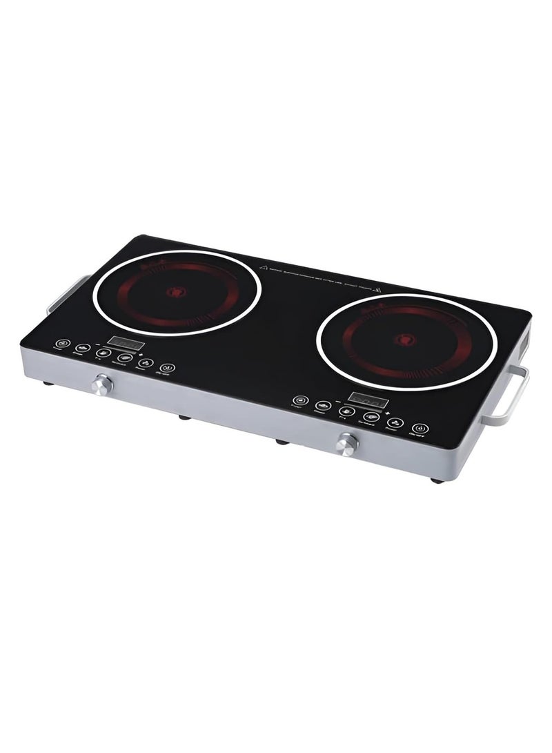 DubaiGallery Double Burners Electric Stove, Countertop Burner with Legs, Induction Cooker Vitro Ceramic Glass Black Surface for Cast Iron Pan  - Image 3