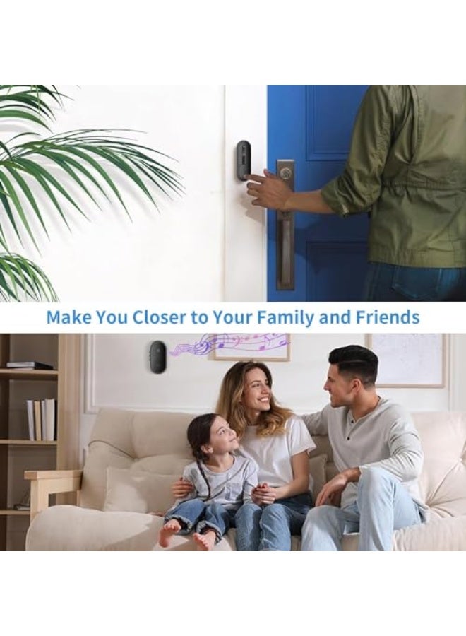 Wireless Door Bell for Home Long Range, Waterproof Calling Bell Cordless Door Bell up to 1000ft Range with 55 Chimes, LED Light, 5-Level Volume (1 Receivers 1 on) - Image 4