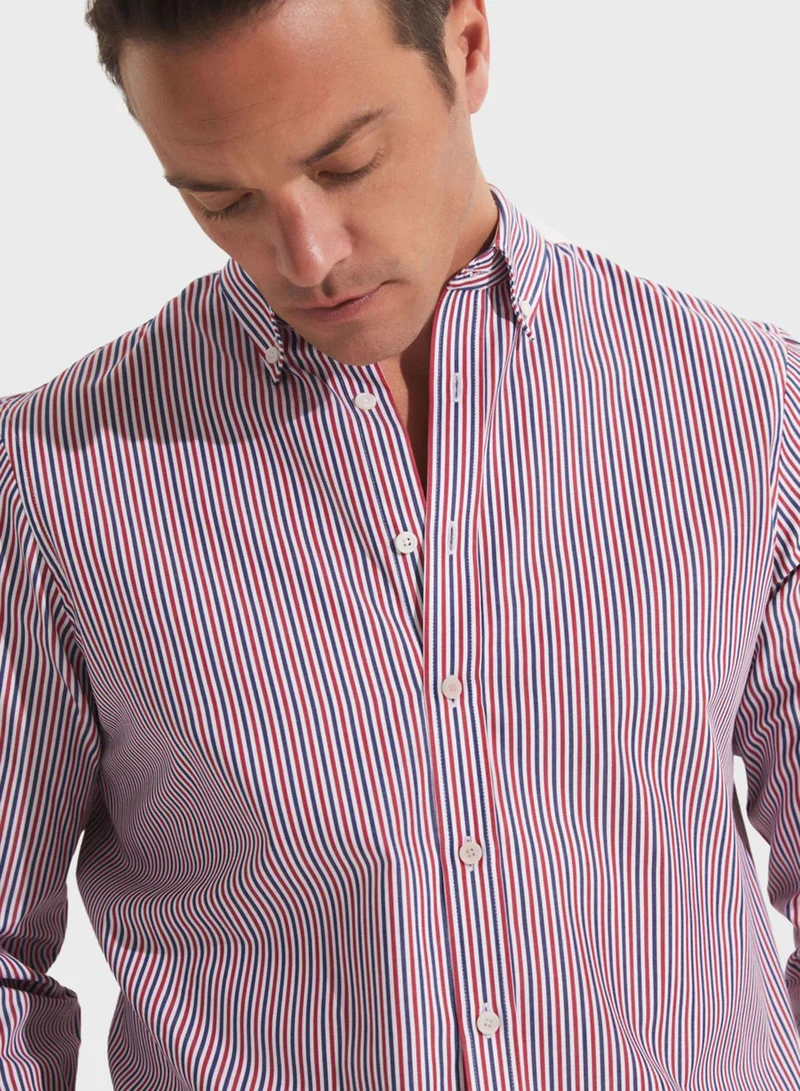 JUNE Striped Button Down Regular Fit Shirt Shirt