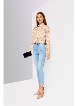 Women Spread Collar Long Sleeve Floral Print Top, Khaki - pzsku/Z518AF5447672F7578496Z/45/_/1724350987/87d4c974-041e-45c2-a9fa-08892e8efafa