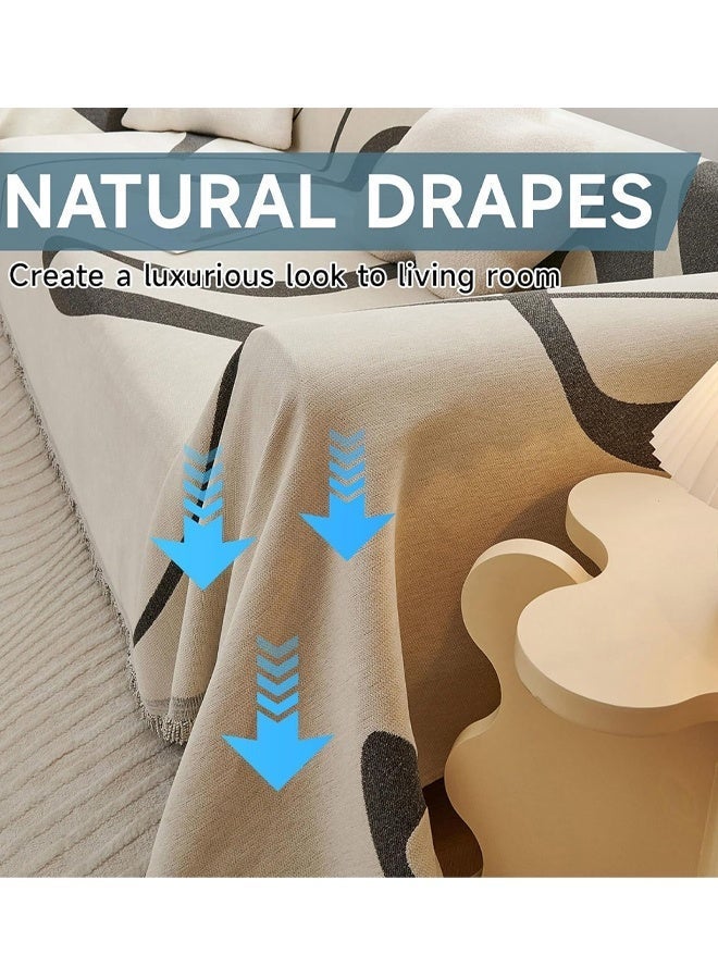 Optico Sofa Slipcover 3 Seater Sofa Cover Double Side Couch Covers Washable Sofa Blanket, Sofa Bed Cover for Sofas Sofa Beds Home Interiors Fashion Nordic Style Knitted Woven Sofa Blanket for Bed Washable Soft Throw Blanket Non-Slip - Image 2