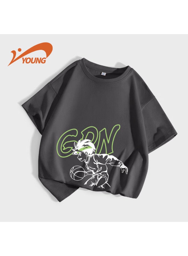 Noble bird Guess Kids Boys' Short Sleeve T-shirt Summer Big Boys Half Sleeve Children's Sports White Top Boys Summer Clothing - Image 3