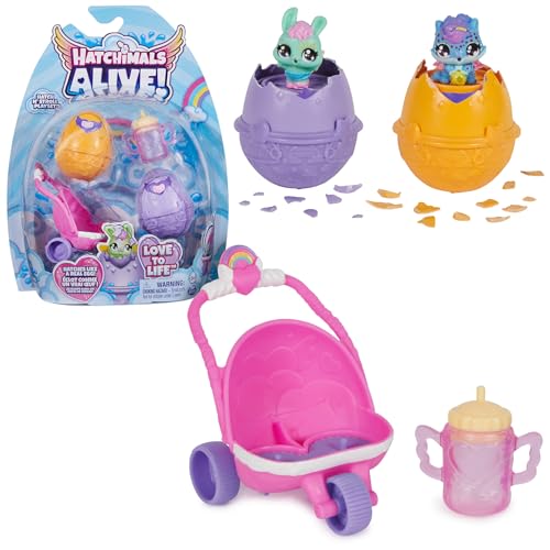 Hatchimals Alive, Hatch N’ Stroll Playset with Stroller Toy and 2 Mini Figures in Self-Hatching Eggs, Kids Toys for Girls and Boys Ages 3 and up - Image 1