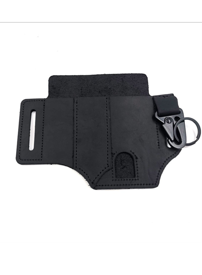 Generic Multi-tool leather sheathed Organizer Belt Waist bag Outdoor storage tools Flashlight knife pocket - Image 1