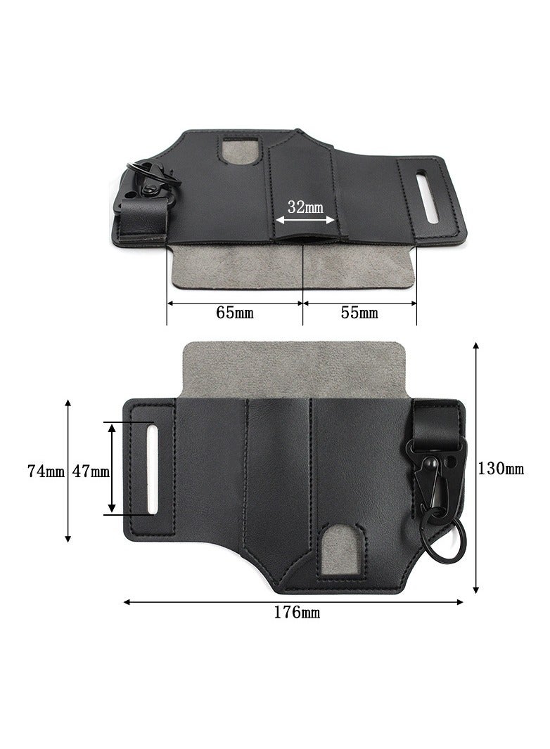 Generic Multi-tool leather sheathed Organizer Belt Waist bag Outdoor storage tools Flashlight knife pocket - Image 3