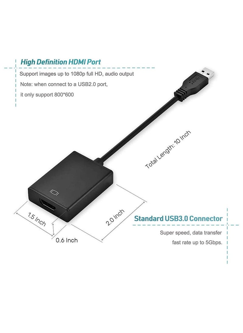 TIGER USB to HDMI Adapter, USB 3.0 to HDMI Cable Multi-Display Video Converter for PC, Laptop, Windows 7/8/10, Desktop, Monitor, Projector, HDTV [Not Compatible with Mac or Chromebook] - Image 2