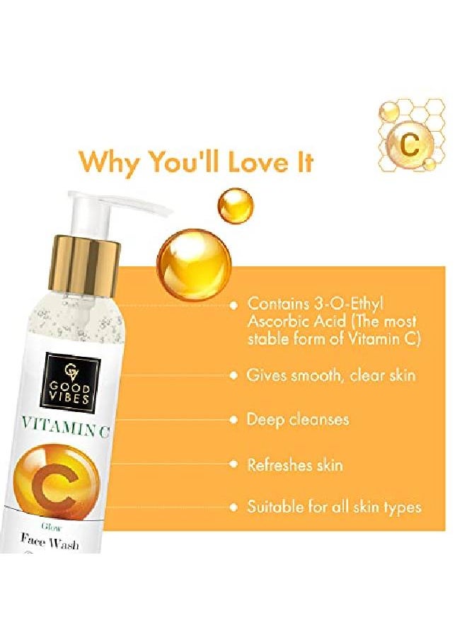 Good Vibes Vitamin C Glow Face Wash 120 ml Rich in Antioxidants Moisturizing Skin Softening Formula for Healthy Glowing Skin Helps Reduce Dark Spots & Blemishes For All Skin Types  - Image 4