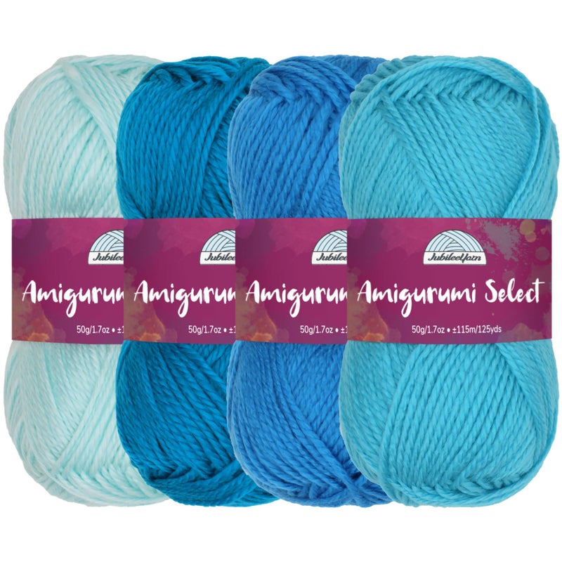 JubileeYarn Amigurumi Select Yarn  Baby Acrylic  Shades of Blue  4 Skeins
