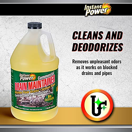 Instant Power Commercial Drain Maintainer - Liquid Enzyme Clog Remover, Cleans and Deodorizes, Reduces Drain Blockages, 1 Gal - Image 2