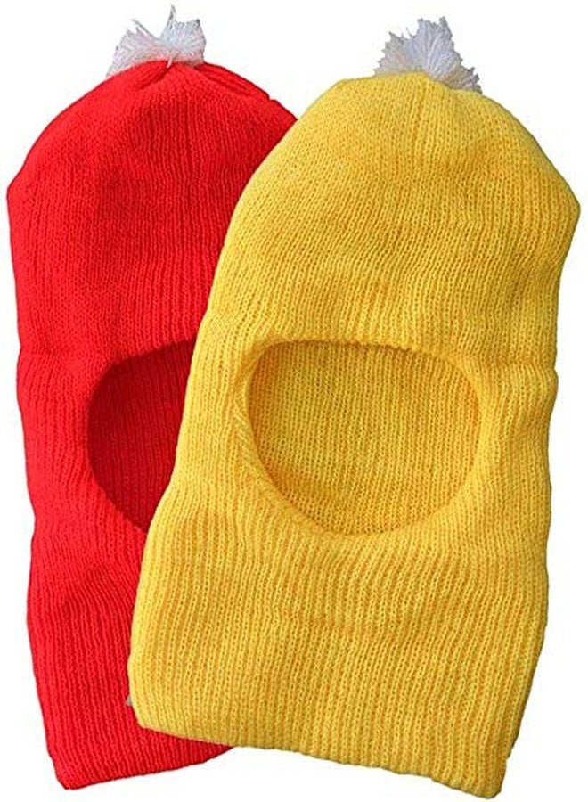 Madhavi Baby Boy's & Baby Girl's Soft Woolen Monkey Cap Pack of 2 (Red & Yellow,6-12 Months) - Image 1