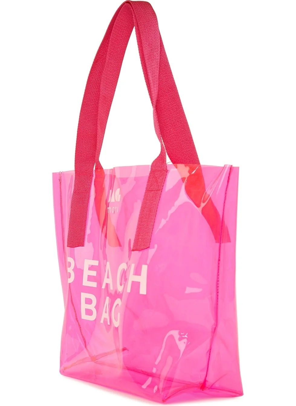 Bagmori Fuchsia Beach Bag Printed Transparent Beach Bag