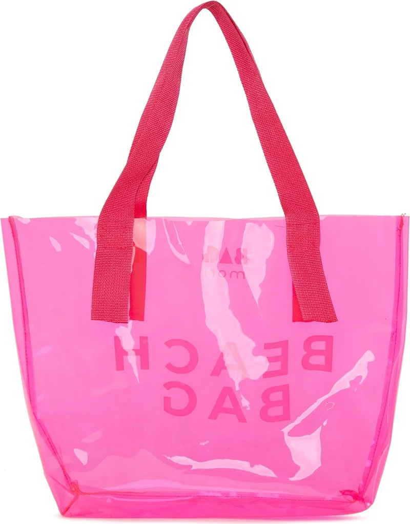 باجموري Fuchsia Beach Bag Printed Transparent Beach Bag