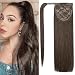 FAAAL 14 inch Ponytail Extension Human Hair 70g #2 Dark Brown 100% Remy Human Hair Ponytail Long Straight Wrap Around Ponytail Clip in Hair Extensions One Piece Hairpiece for Women - Image 2
