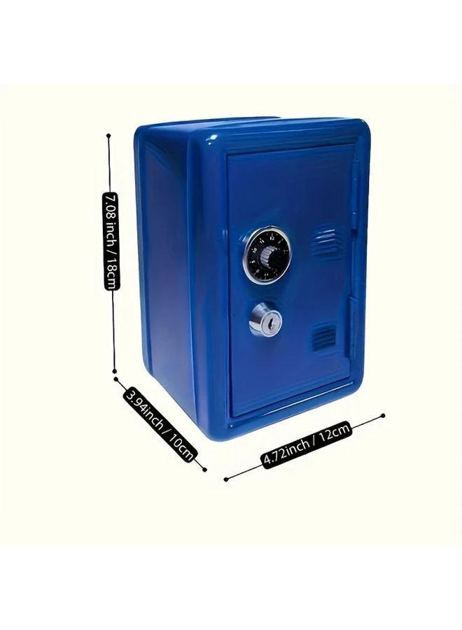 Blue Security Safe Box with Key Lock for Home Office Wall Cabinet Fixed Durable Metal - Image 3