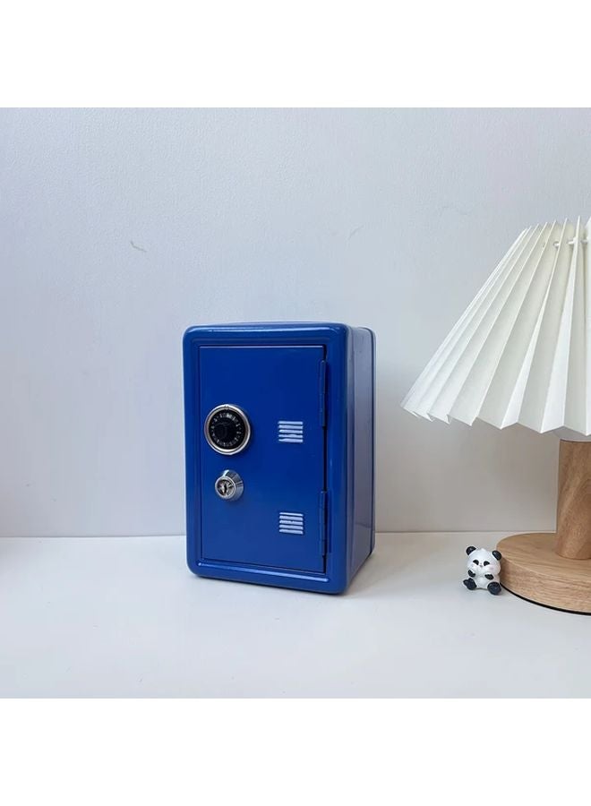 Blue Security Safe Box with Key Lock for Home Office Wall Cabinet Fixed Durable Metal - Image 1