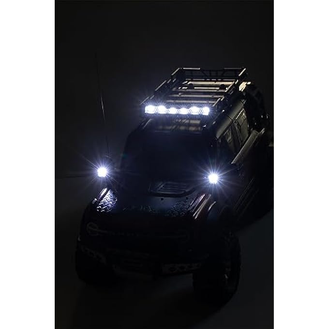 rayihni حامل أمتعة سقف سيارة التحكم عن بعد Palumma لـ TRX4M 1/18 1/24 D110 SCX24 FMS برونكو، مجموعة حامل أمتعة سقف من سبائك الألومنيوم مع مصابيح أمامية - Image 2