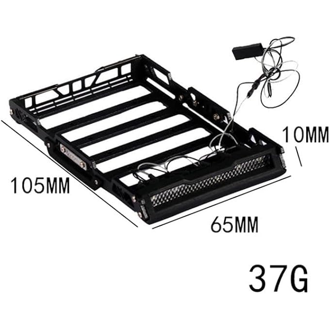 rayihni حامل أمتعة سقف سيارة التحكم عن بعد Palumma لـ TRX4M 1/18 1/24 D110 SCX24 FMS برونكو، مجموعة حامل أمتعة سقف من سبائك الألومنيوم مع مصابيح أمامية - Image 3