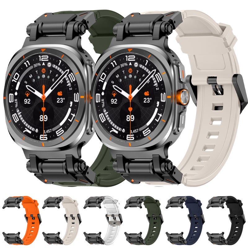 إيروريكس لساعة سامسونج جالاكسي الترا 47 مم / الترا 2025، سوار سيليكون سريع الفك أسود اللون (أزرق) - Image 5