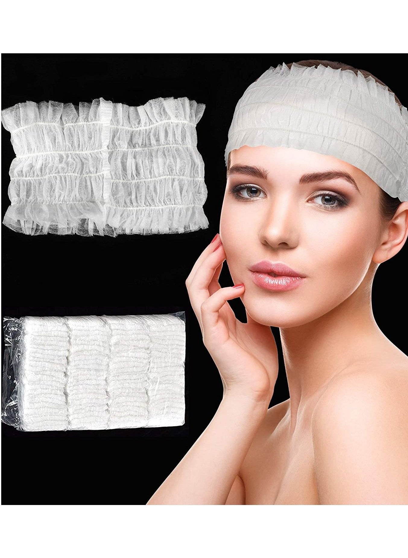 LA PERLA TECH  100-Piece Disposable Non-Woven Spa-Clinic - Facial Headband 