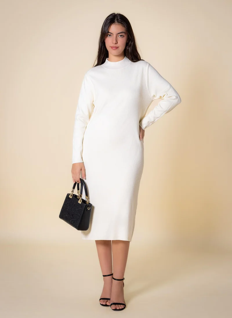 SHAPES FINE KNIT FITTED MIDI DRESS