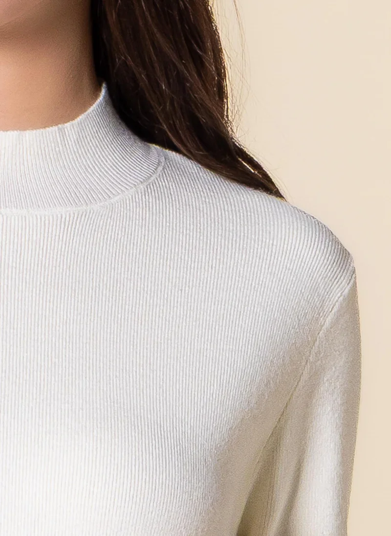 Shapes White FINE KNIT FITTED MIDI DRESS for Women | Best Price UAE