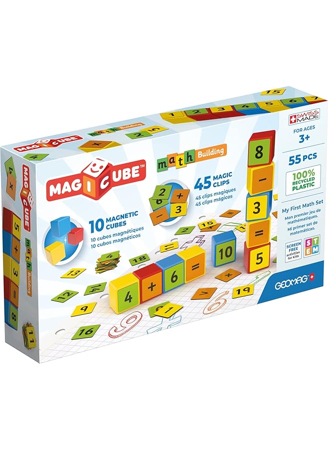 جيوماغ ألعاب بناء مغناطيسية تعليمية من ماجيكوب ماث، مصنوعة من بلاستيك معاد تدويره بنسبة 100%، ألعاب مفتوحة النهاية، مناسبة للأطفال من عمر 3 سنوات فما فوق، 55 قطعة - Image 2