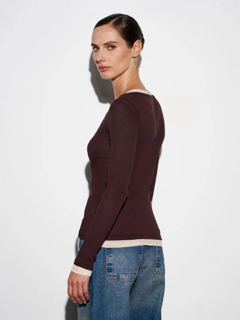 ديلفين DILVIN Slim Fit Cotton Button-Front Blouse