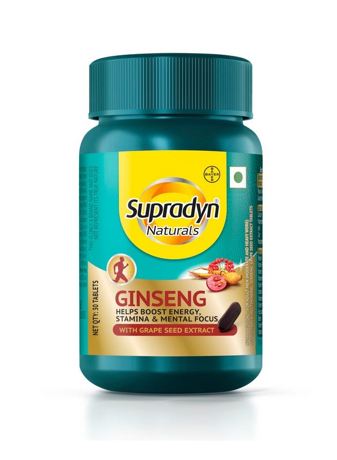 Supradyn Naturals Ginseng Multivitamin for Men | Ginseng & Grapeseed Extract | 12 Vitamins, Zinc, Magnesium | Energy, Immunity, Stamina, Mental Focus | 30 Tablets | Veg - Image 1