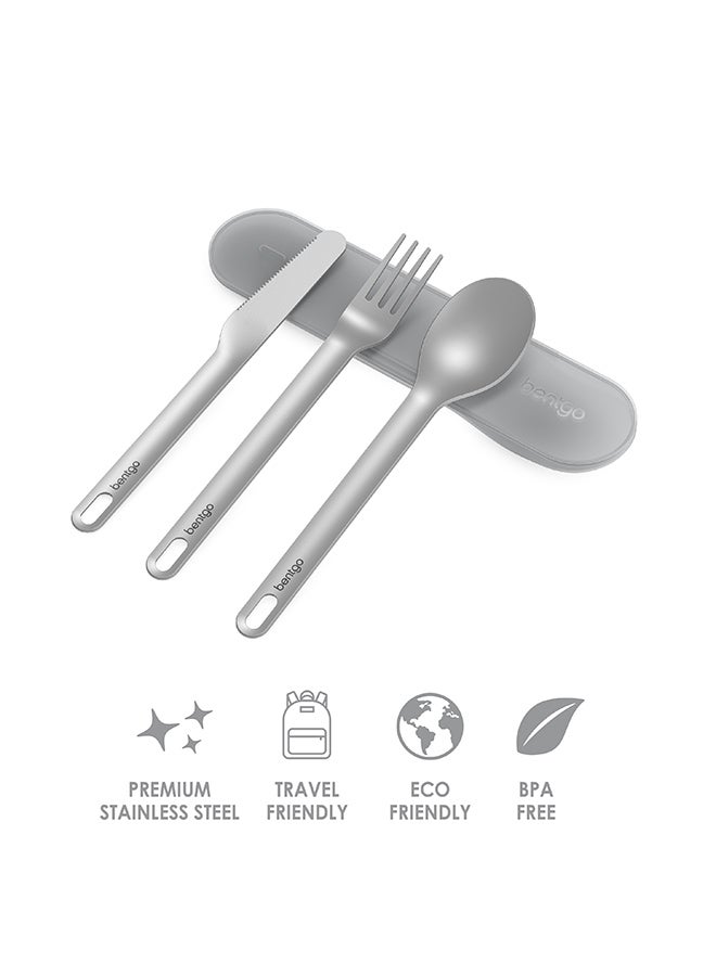Bentgo Stainless Steel Travel Utensil Set - Grey - Image 4