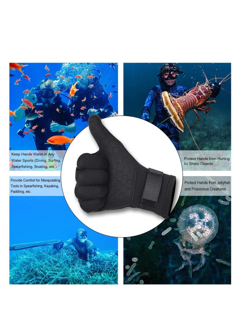 SYOSI Water Gloves, 3mm & 5mm Neoprene Five Finger Warm Wetsuit Winter Gloves for Scuba Diving Snorkeling Paddling Surfing Kayaking Canoeing Spearfishing Skiing  - Image 2