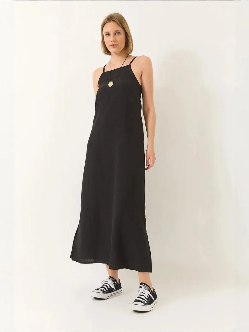 Bianco Lucci LUCCI Strapless Maxi Dress with a Slit