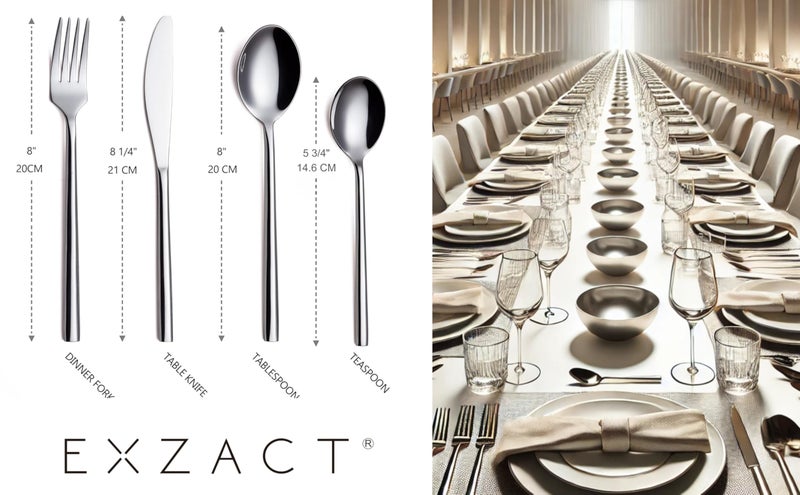 EXZACT Flatware Set 24-Piece, Silverware Hand-Forged Stainless Steel, Service for 6 Includes 6 Dinner Forks, 6 Knives, 6 Tablespoons, 6 Teaspoons – Mirror Polished, Dishwasher Safe - Image 3