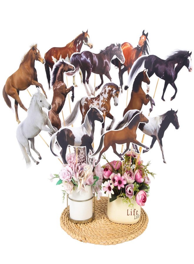 umoni 24Pcs Horse Table Centerpieces Sticks Horse Table Toppers Horse Racing Party Decoration for Horse Themed Birthday Party Baby Shower Supplies - Image 2