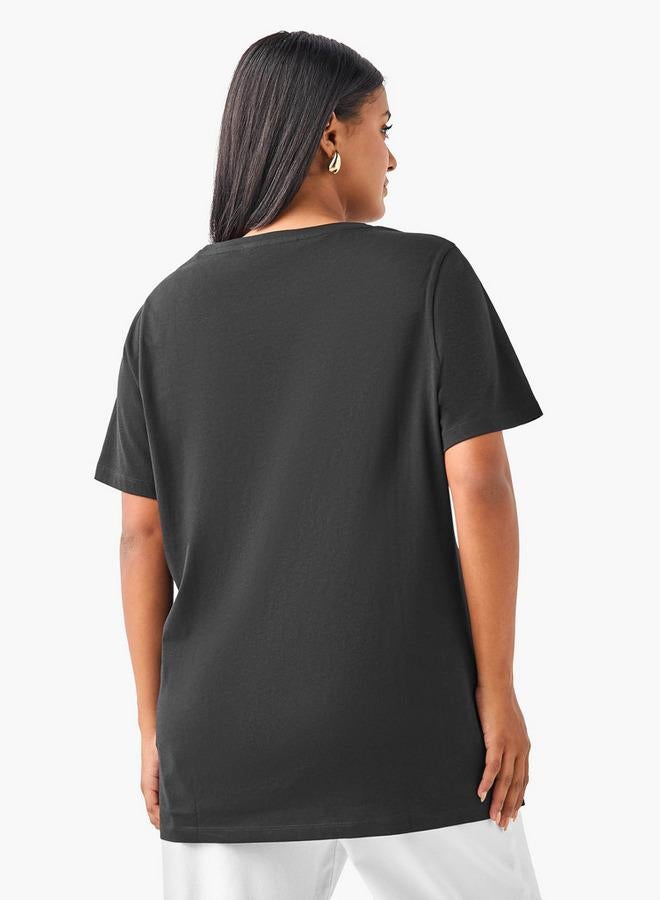 Ulla Popken Plus Size Ulla Popken Leaf Print T-shirt - Image 3