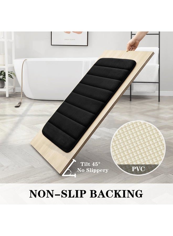 BYSURE Black Memory Foam Bathroom Rug Set 3 Piece, Non Slip Extra Soft Absorbent Washable & Dry Toilet Bath Mat Sets - Image 3