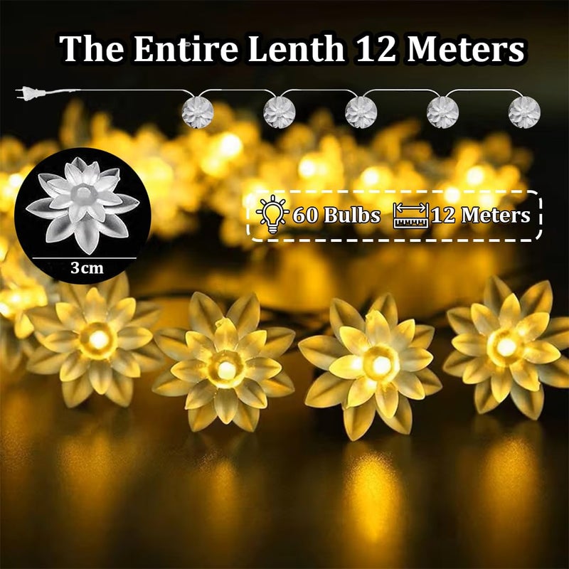 fizzytech Plastic String Lights of Home Decoration Diwali Light for Party Birthday Diwali Christmas Navratri Valentine Gift Home Decoration Light (60 LED Lotus WW) - Image 3